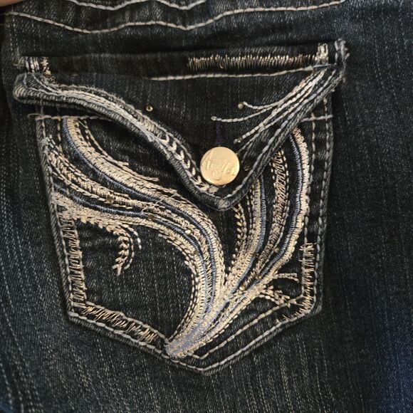 Ariya Jeans Junior 5/6 Embroidered denim blue Bootcut 30x32 Bling Y2K Low-Rise - Picture 7 of 12